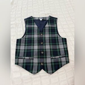 NWOT Janie and Jack Tartan Evergreen blue green plaid suit vest 6 boys